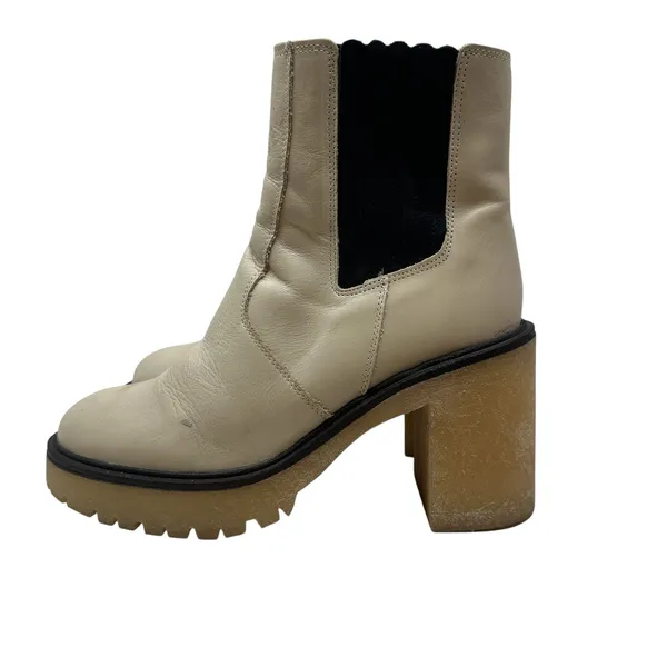 Free People James Chelsea Boots Ankle Leather Bone Cream White Size‎ 39 US 8.5 - Image 13