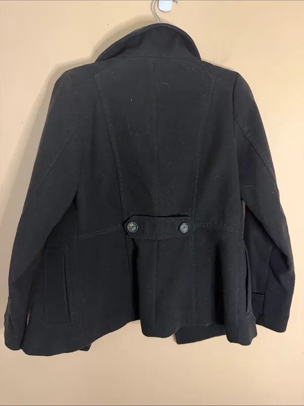 H&M Black Double-Breasted Wool-Blend Pea Coat - Image 6