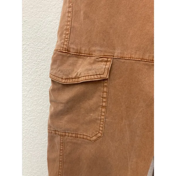 Old Navy Cargo Barrel Leg Casual Indie Sleaze Cotton Coco Brown Mid Rise Pants - Image 3