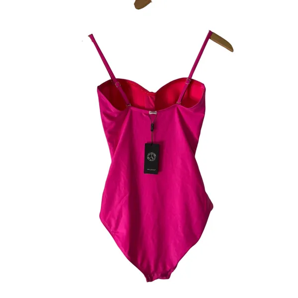 Relleciga Neon Rose One Piece Swimsuit Ruched‎ Sweetheart Women's Size Small - Image 5