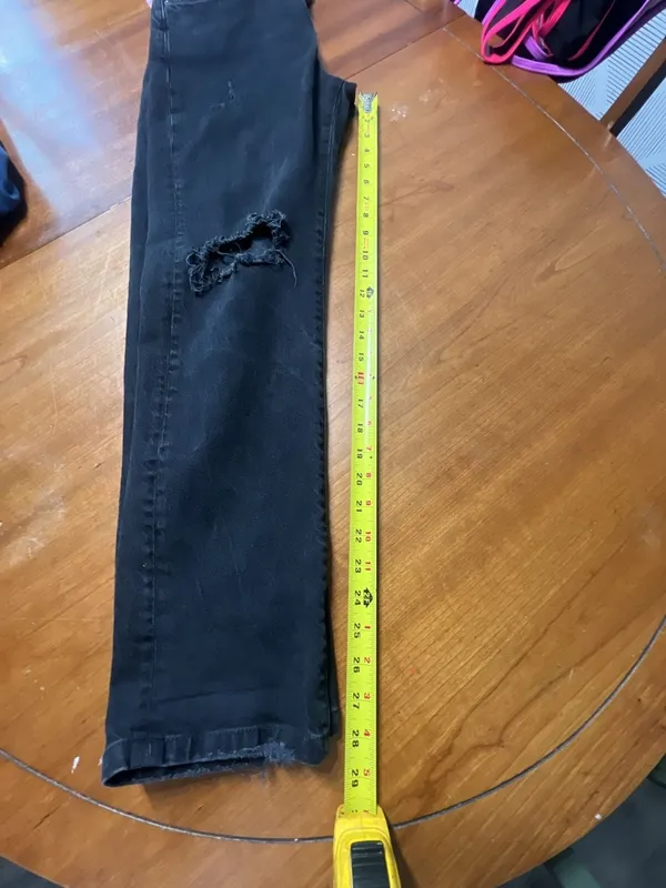 We The Free Free People Distressed Black Straight Leg Jeans - Image 5