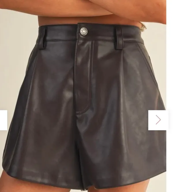 Nordstrom Faux brown leather flared shorts - Image 4