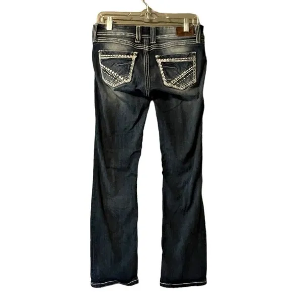 BKE STELLA Denim Blue Jeans Women's Size 27 24" CROP 3" Single Cuff Preppy Party - Image 2