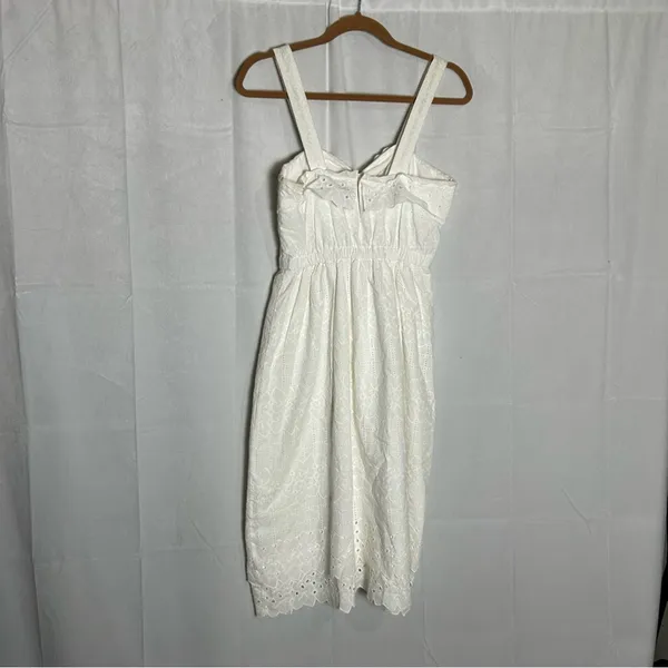 Madewell White Lace Trim Eyelet Midi Dress Sweetheart Neckline 100%‎ Cotton 2 - Image 2