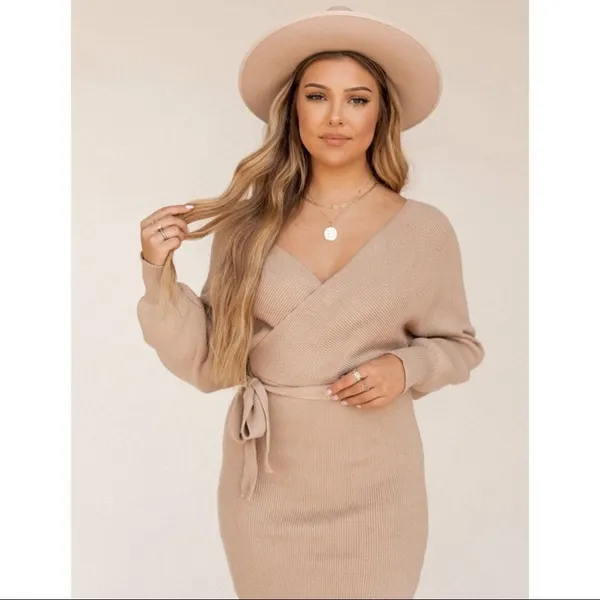 ✨ Sol Brown Long Sleeve Sweater Dress✨ - Image 4