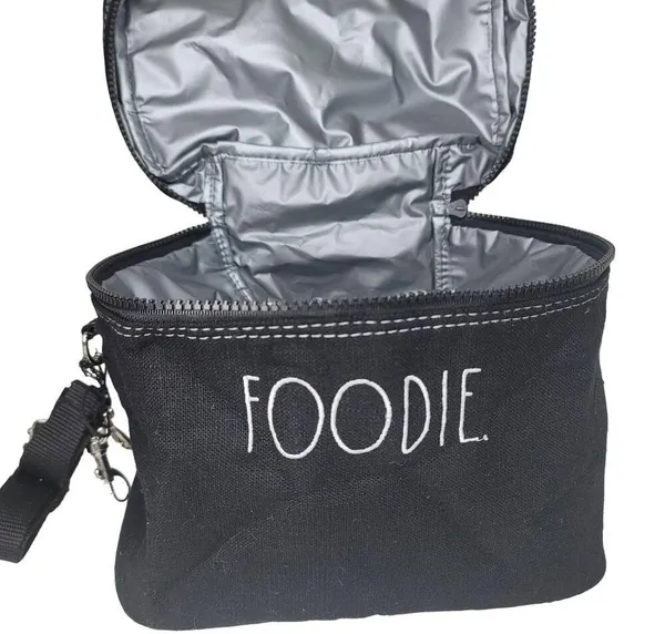 Rae Dunn NWT "Foodie" Lunch Tote With Utensil Case Insulated Adjustable Strap - Image 7