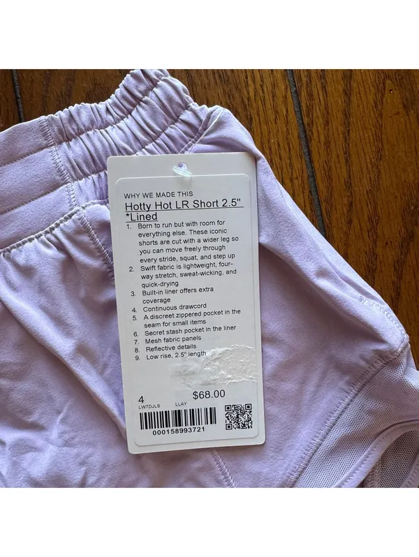 Lululemon Hotty Hot Short Low Rise 2.5” Lilac Play Size 4 NWT - Image 4
