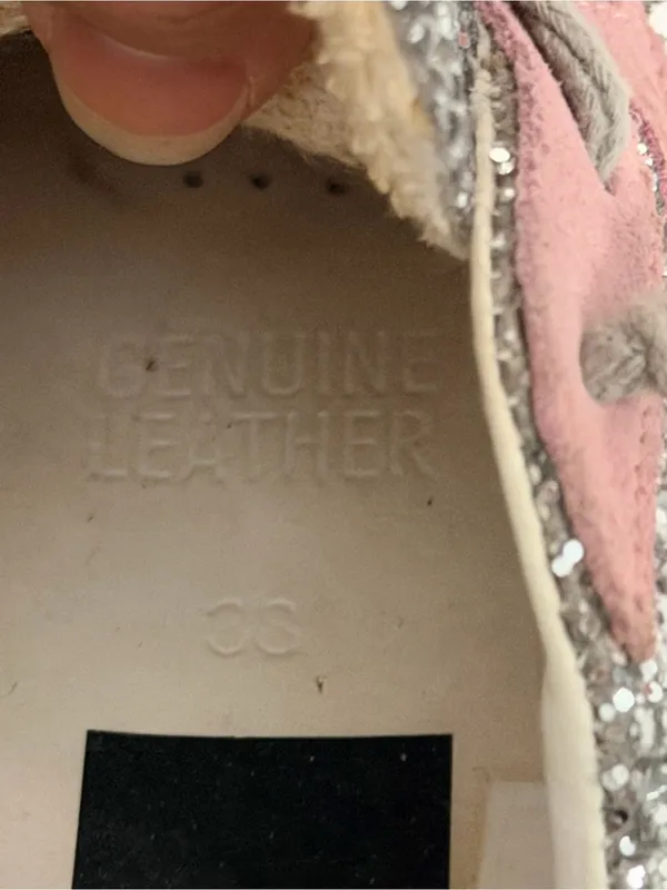 Golden Goose Hi Star Sneakers - Silver Glitter & Pink Suede Star (Size 38) - Image 12