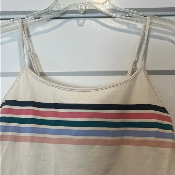 American Eagle Outfitters Cream Crop Cami with Multicolor Stripes size medium. - Image 2
