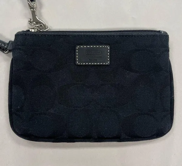 Coach Signature Jacquard Black Wristlet Wallet Purse - Image 4