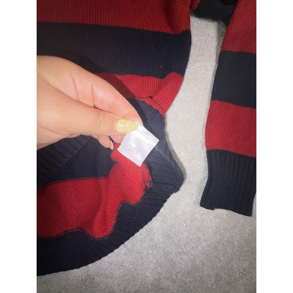 Brandy Melville Brianna Striped Sweater Red Navy Crew Neck Relaxed Fit - Image 8