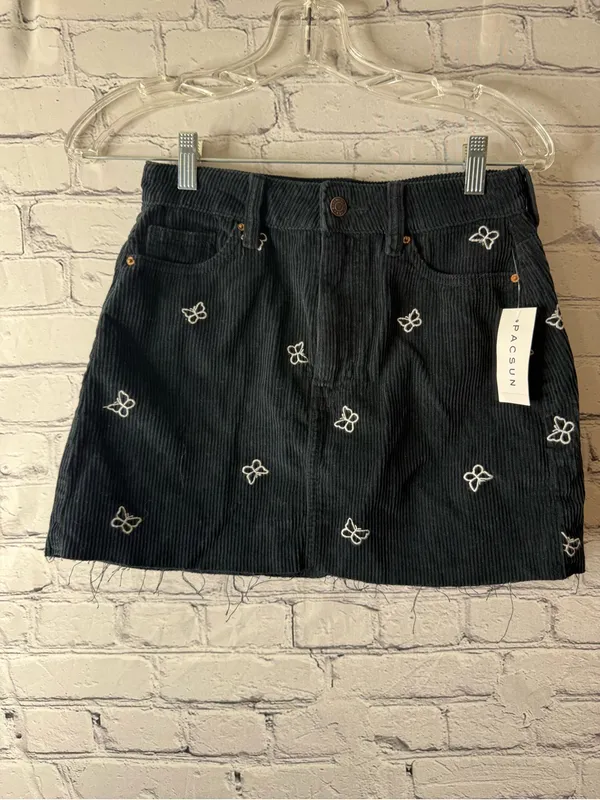 PacSun Black Embroidered Corduroy Mini Skirt 25 - Image 2