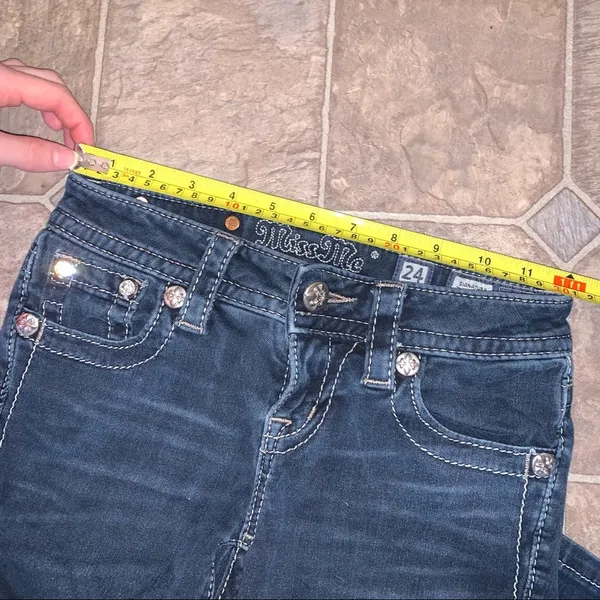 Miss Me Signature Skinny Crop Jeans Dark Wash 24 Angel Wing Cross - Image 10