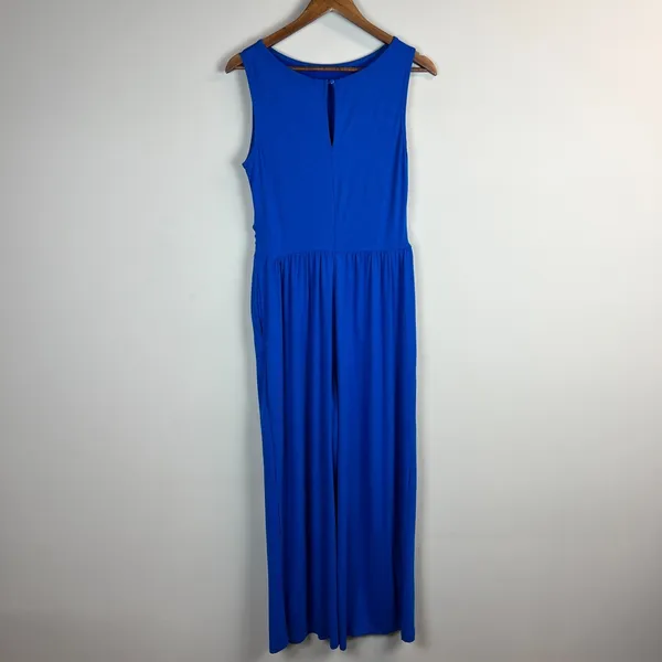 Pretty Garden‎ Jumpsuit Women Medium Blue Wide Leg Pleated Sleeveless Bohemian M - Image 6