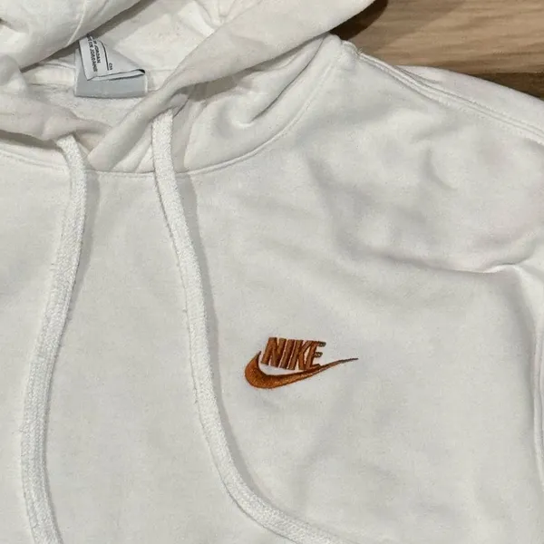 Nike White Gold Swoosh Pullover Hoodie Women’s Small - Image 3