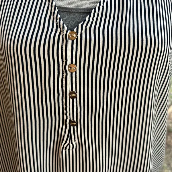 Ann Taylor Loft flowy cap sleeve tank stripe boxy business casual women large - Image 5