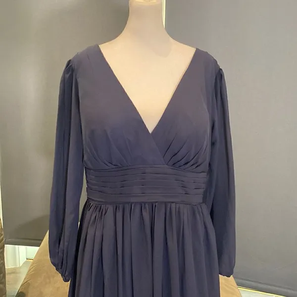 Women’s Blue Full Length V-Neck Corset Bridesmaid Dress Leg Split Size 14 - Image 3