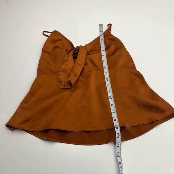 Abercrombie‎ & Fitch Satin Tie-Front Camisole Brown Womens Size Large Y2K *FLAWS - Image 11