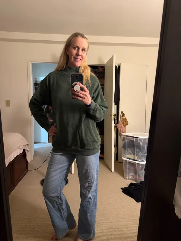 Aerie Green Oversize Mockneck Sweatshirt with Pockets - Image 7