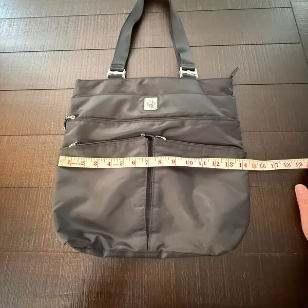 Baggallini Black Nylon Tote Bag Multi-Pocket Travel Shoulder Bag Large Organizer - Image 6