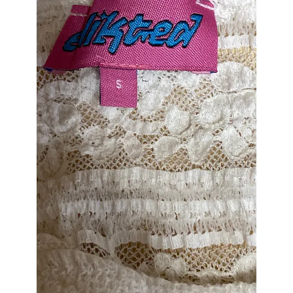 Edikted Women's White Floral Lace Long Sleeve Crew Neck Cropped Blouse Top Sz S - Image 5
