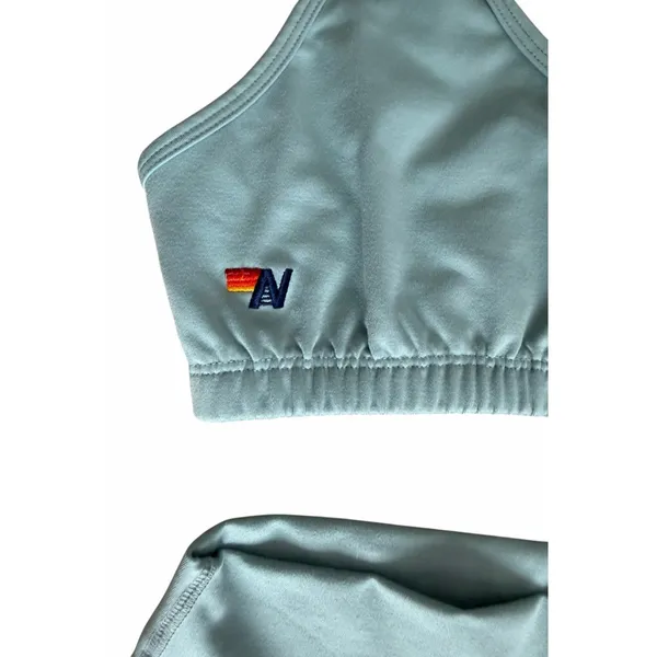 Aviator Nation 5 Stripe 4" High Rise Biker Shorts & Sports Bra Mist Women's Sm - Image 3