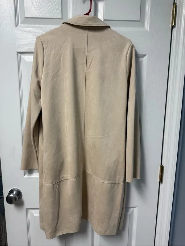 Philosophy Light Beige Suede Trench Coat - Image 9