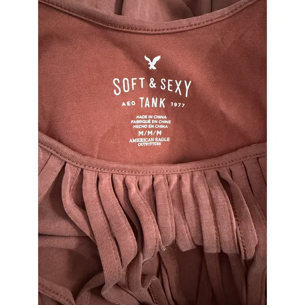 American Eagle Soft & Sexy‎ Fringe Tank Top Terracotta Boho Women M - Image 2