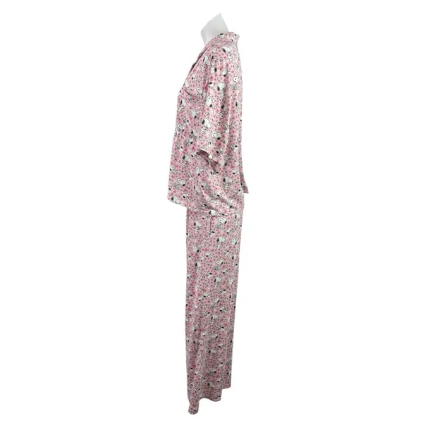 Munki Munki Peanuts Pink Short Sleeve Button Pants Sleepwear Pajamas Set Size M - Image 2