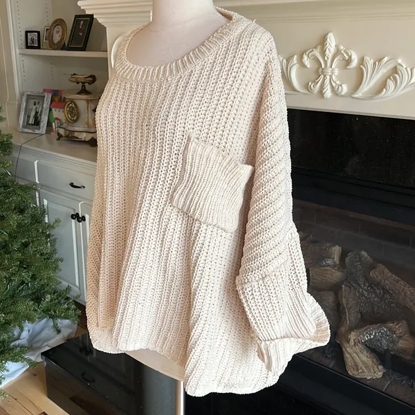 Chunky Knit Sweater Roomy Comfy Crochet Womens One Size - Image 10