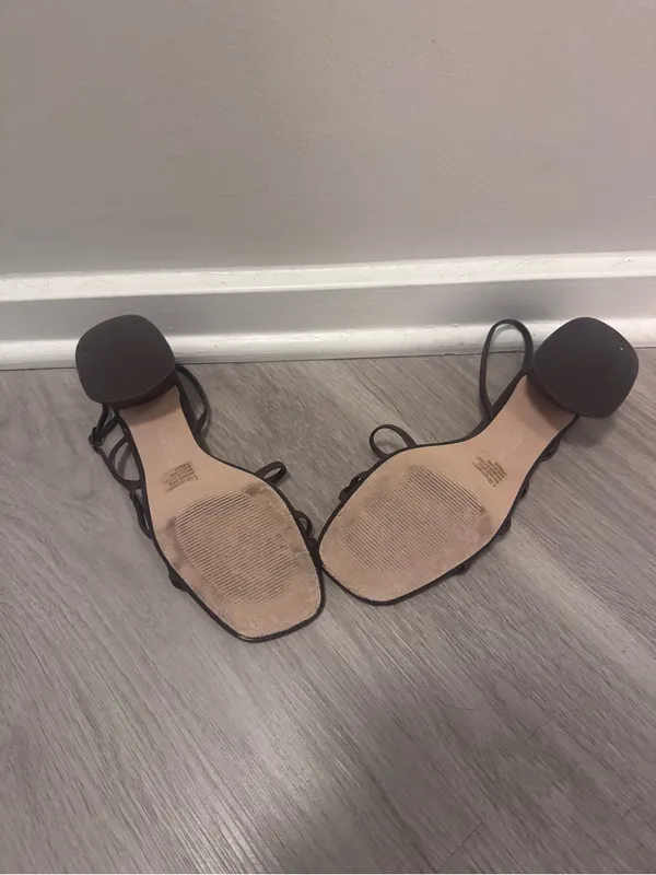 Christian Siriano Dark Brown Strappy Block Heel Sandals - Image 2