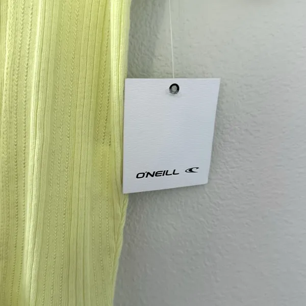 NWT O'Neill 100% Cotton Lemon Yellow Crop Top Sz S Scalloped Hem Square Neck - Image 7