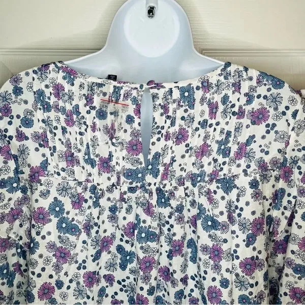 Modcloth Floral Prairie Doll Mini Dress Ruffle Shoulder Purple Blue M NWT - Image 9