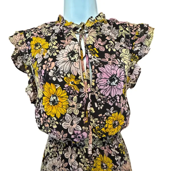 NWT BB Dakota Steve Madden Floral Maxi Dress L Chiffon Ruffle Tiered Blossom - Image 2