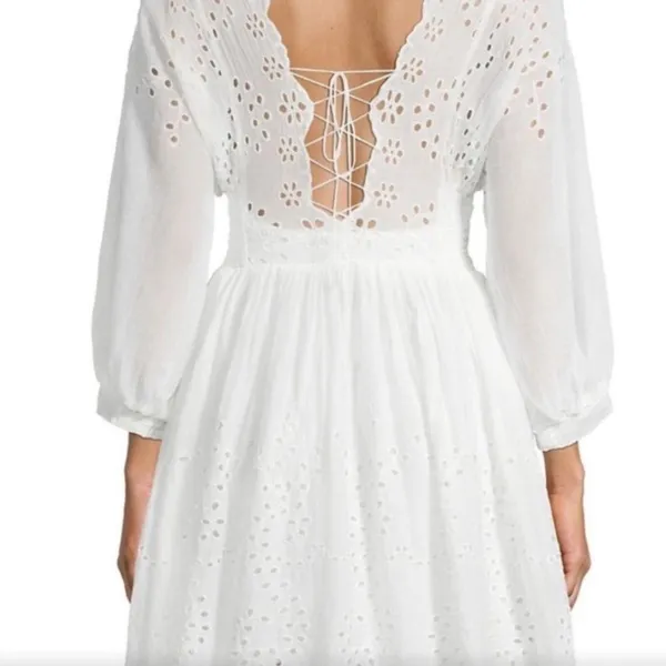 Free People White Eyelet Lottie Dress - Image 6