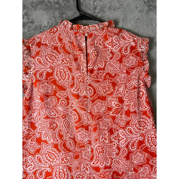 Boden Sleeveless Smocked Mini Dress Orange White Paisley Tie Waist Cottagecore 8 - Image 4