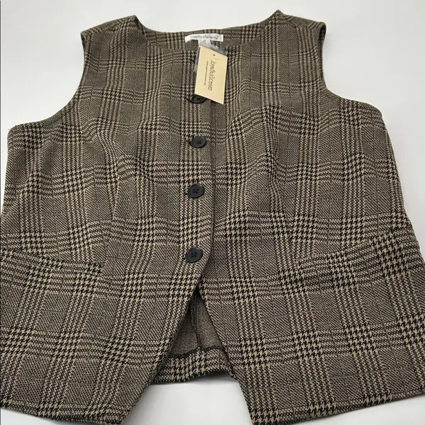 JohnPaulRichard Brown Plaid Blouse Size M - Image 9