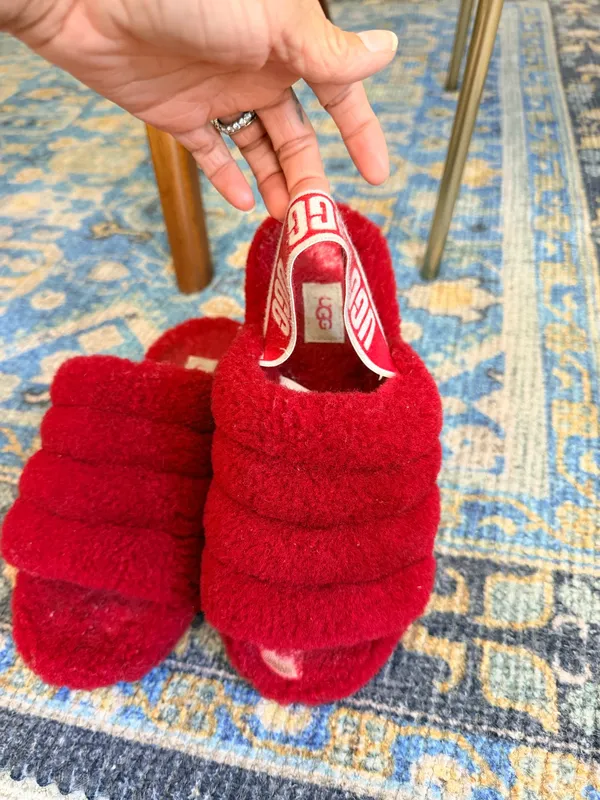 Ugg fluff mama red shearling slingback slip on slippers 7 . - Image 6