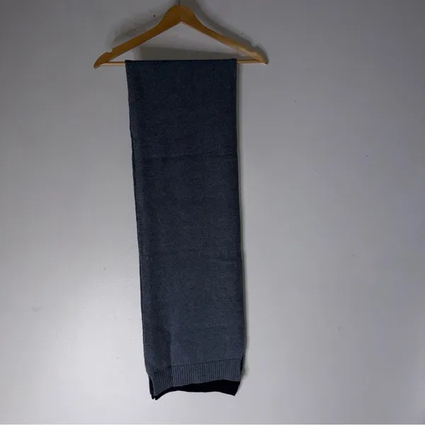 LAUREN RALPH LAUREN Wool Blend "LRL" Signature‎ Monogram Grey Blue Scarf - Image 3