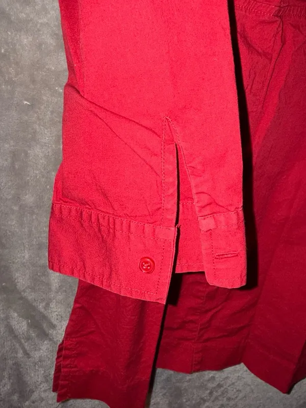 Motherhood Maternity Red Faux Wrap Tie-Front Long Sleeve Blouse - Image 3