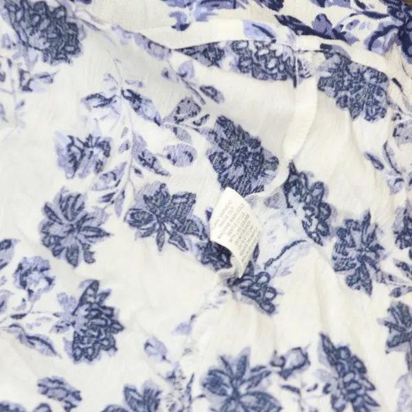 NWT Ny Collection 3/4 Sleeve Crinkle Tiered Maxi Dress White Navy Floral PS - Image 5