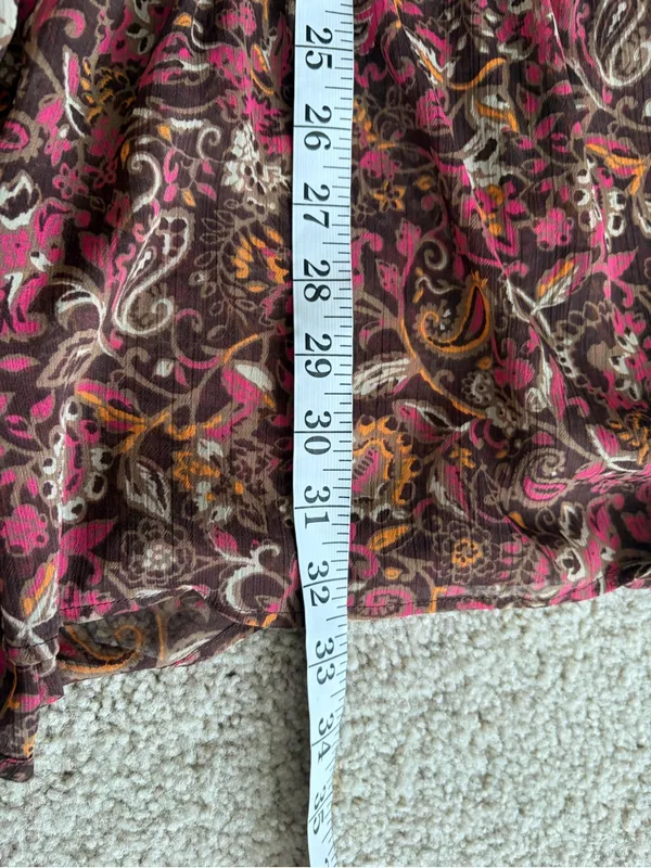 Y2K Boho Paisley Tiered Maxi Skirt bohemian boho beach Brown Pink size small - Image 12