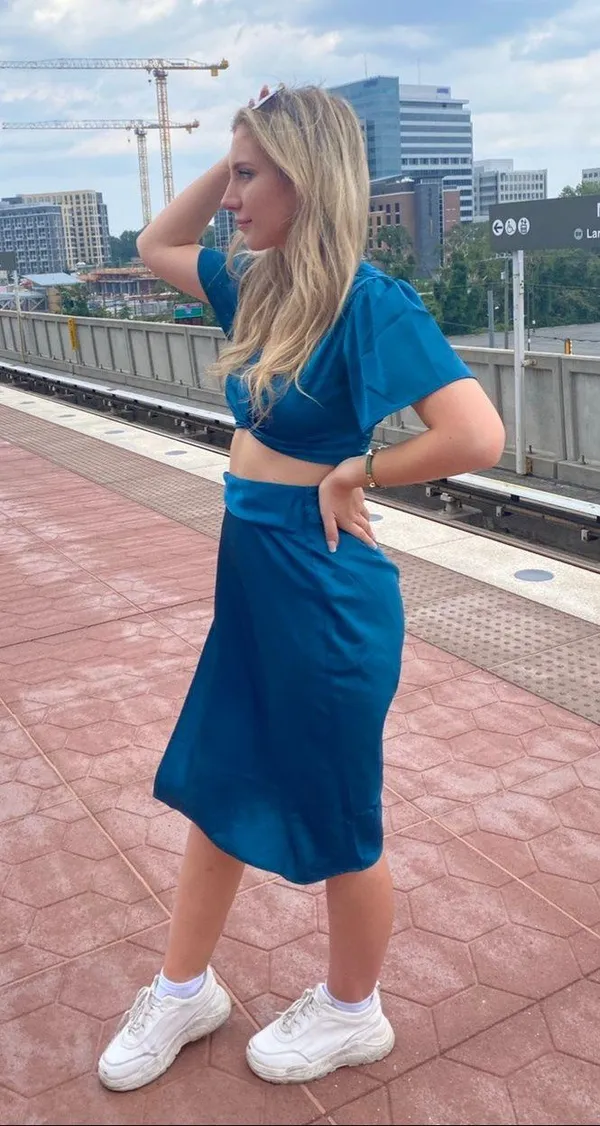 Forever 21 Teal Midi skirt - Image 3