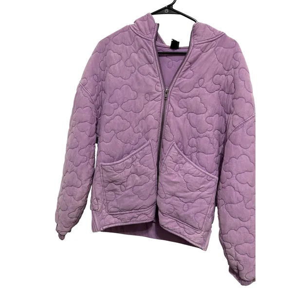 Wild Fable Lavender Cloud‎ Quilted Zip Up Hoodie Jacket Women's Size Small - Image 2