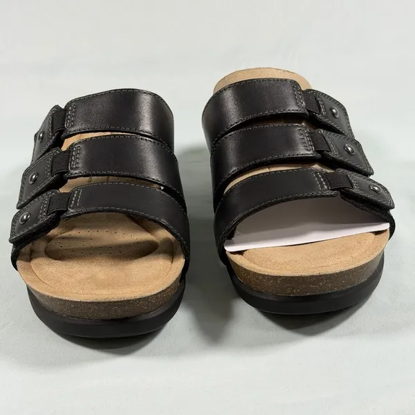 Clarks Size-8.5M Womens Calenne Lily Black Leather Casual Sandals Shoes‎ - Image 8