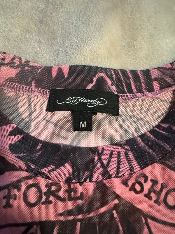 Ed Hardy Mesh See-Through Crop Top - Image 4