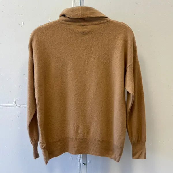 Iris & Ink 100% Cashmere Turtleneck Sweater Camel Tan‎ Women's Large Minimalist - Image 2