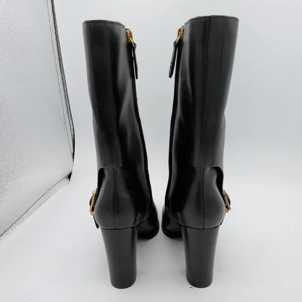 Franco Sarto Wyatt Black Leather Mid-Calf Block Heel Buckle‎ Boots 7M - Image 5