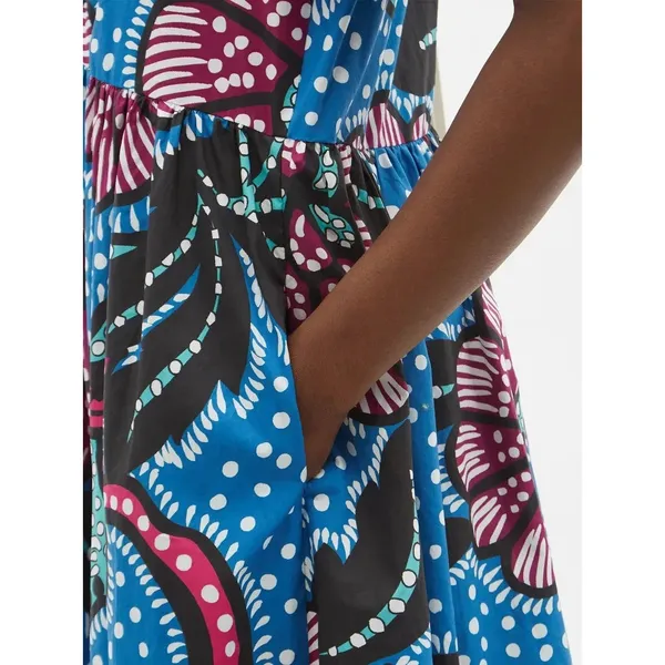 Rhode Nisha Puff-Sleeve Cotton-Poplin Midi Dress Size XS - Image 3