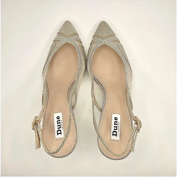 Dune London Dianas Gold Mesh Glitter Slingback‎ Kitten Heel Pumps Wedding 8 NWOB - Image 6